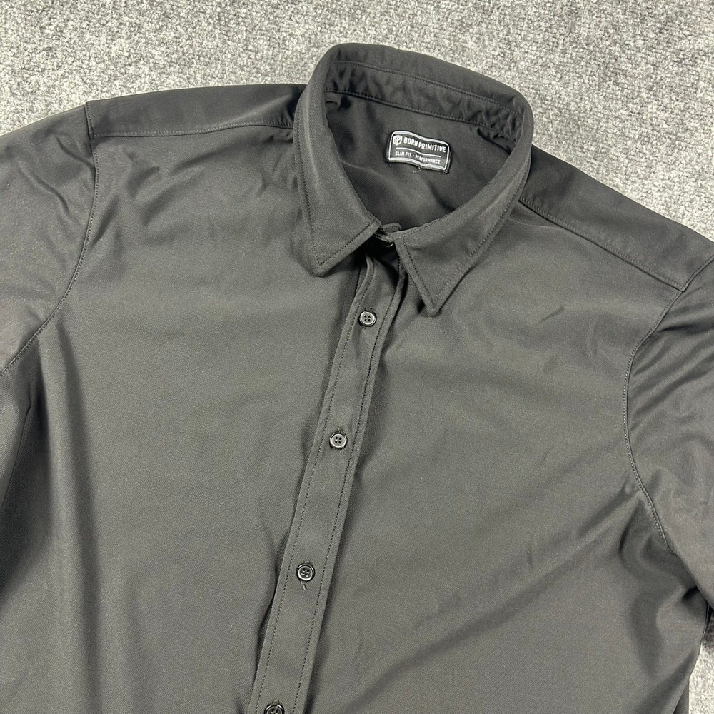 Born Primitive Shirt Mens Large Black Slim Fit Performance Short Sleeve